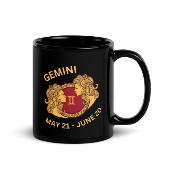 Gemini Zodiac Sign Black Glossy Mug