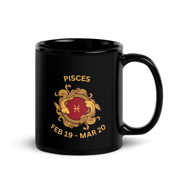 Pisces Zodiac Sign Black Glossy Mug